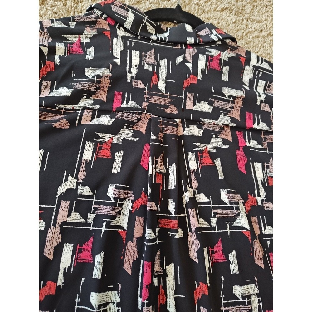 Women Alfani Blouse XL Black Abstract Button-Down Long Sleeve Relaxed Regular - Picture 12 of 13